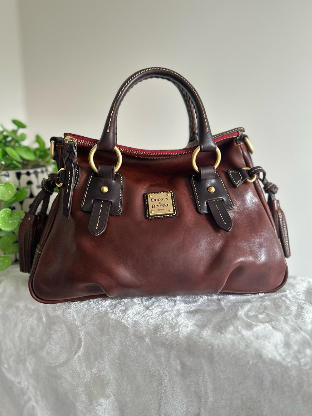 Dooney & Bourke Toledo Florentine Vintage Stanwich Satchel in Chestnut - Picture 13 of 16